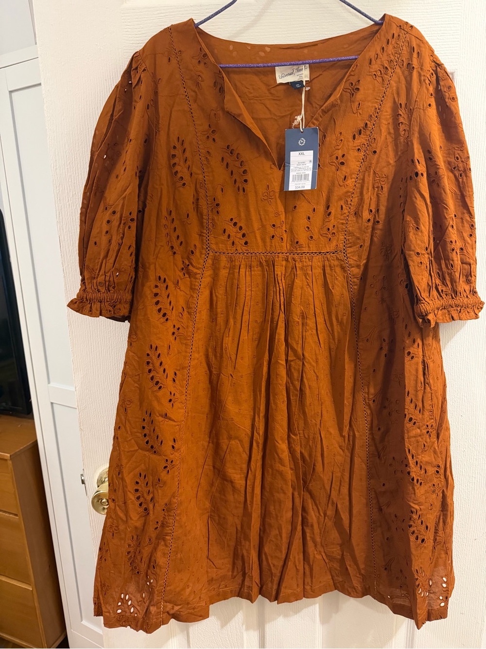 Universal Thread Rust Orange Eyelet Cotton Dress for Girls